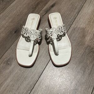 White Tory Burch Tiny Miller sandals